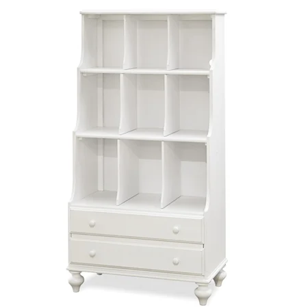 Bookcase with 2 Shelves with 9 Open Compartments and 2 Drawers